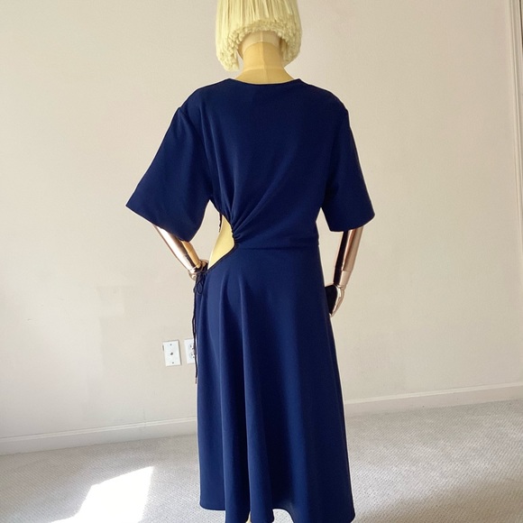 NEW See by Chloe Navy Asymmetrical Midi Dress SZ S - Picture 3 of 8
